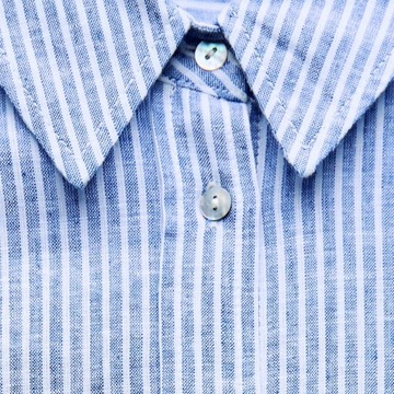 ZARA Niebieska Koszula OVERSIZE w Białe Paski z LNEM Lux S