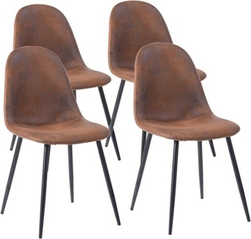 MEUBLE COSY TAPICEROWANE KRZESŁO EKOSKÓRA 4 SZTUKI RETRO VINTAGE