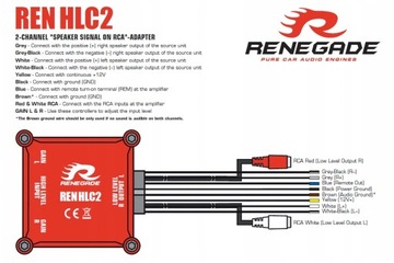 Renegade RENHLC2 Cinch - RCA + выносной конвертер для магнитолы без выхода RCA