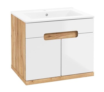 Szafka łazienkowa z umywalką 50x50cm wisząca cichy domyk dąb craft