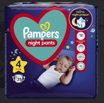 Pieluchomajtki Pampers Night Pants NOC 4 – 25SZT
