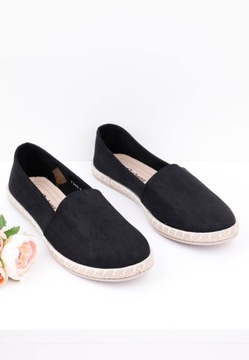 ЖЕНСКИЕ ЧЕРНЫЕ СЛИПОНЫ ESPARDYLES УДОБНЫЕ КРОССОВКИ НА ПЛОСКОЙ ПЛОСКОЙ ПЛОСКОСТИ