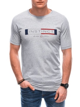 T-shirt męski z nadrukiem Bawełna 1795S szary XXL