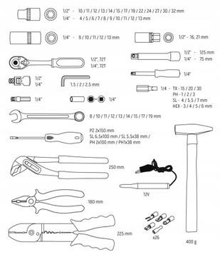 Neo Tool НАБОР ИНСТРУМЕНТОВ 100 шт. РАЗВОДНЫЕ КЛЮЧИ Кейс