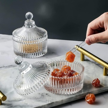 СТЕКЛЯННАЯ САХАРНИЦА С КРЫШКОЙ САХАРНИЦА КОНТЕЙНЕР ДЛЯ САХАРНЫХ СЛАДОСТЕЙ С ЮВЕЛИРНЫМИ ИЗДЕЛИЯМИ