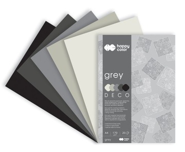 Blok DECO GREY A4 20 k 5 kolorów HAPPY COLOR 170 g/m2