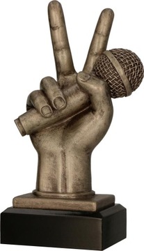 Statuetka odlewana ręka mikrofon + opis gratis