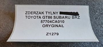 NÁRAZNÍK ZADNÍ TOYOTA GT86 SUBARU BRZ ORIGINÁLNÍ 57704CA010