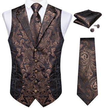 Designer Men's Suit Vest Red Paisley Wedding Party