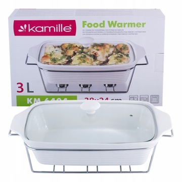 NACZYNIE z PODGRZEWACZEM żaroodporne CERAMICZNE 3l KAMILLE