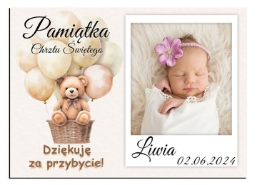FOTO MAGNES Podziękowania dla gości ze zdjęciem Chrzest Roczek 10x7cm O45
