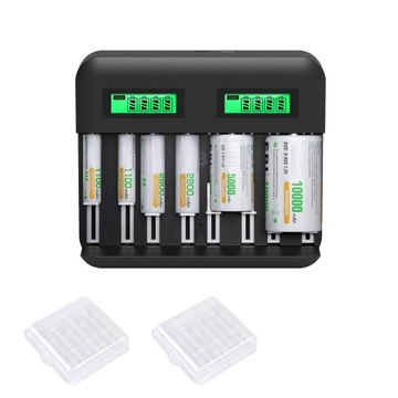Быстрое зарядное устройство с ЖК-дисплеем и USB на 8 слотов 8*AA 8*AA, 4*C, 4*D батареи