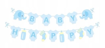 Baner Girlanda niebieski baby shower boy 3m chłopiec papierowa chrzest