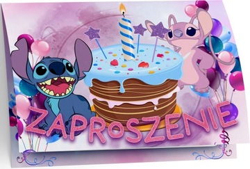 ZAPROSZENIE LILO I STICH STICZ TORT ANDZIA ZAPROSZANIA URODZINOWE 20x15 cm