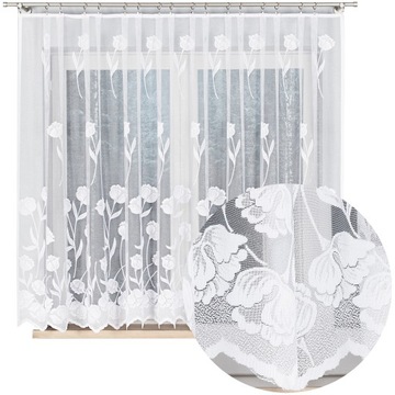 GOTOWA FIRANA ŻAKARDOWA BIAŁA BEZ PRASOWANIA DO KUCHNI POKOJU 400x160 ŻABKI