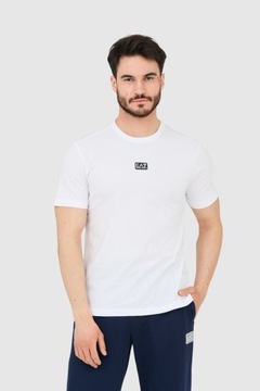 EA7 Biały t-shirt męski z naszywką z logo M