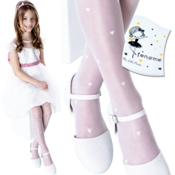 Колготки для девочек WHITE HEARTS COMMUNION с GLOSS 20den Fenome