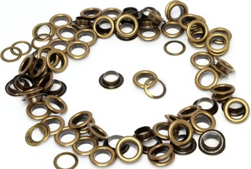 Oczka nierdzewne fi 10 mm 100 kpl stare złoto 1 cm