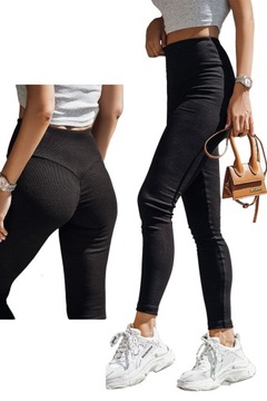 Legginsy prążkowane push-up elastyczne XS/S