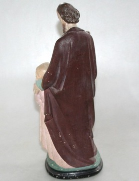 СВЯТОЙ ИОСИФ С РЕБЕНКОМ СТАРАЯ ГИПСОВАЯ ФИГУРКА БОЛЬШАЯ 34 см.
