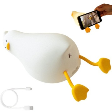 LAMPKA NOCNA KACZKA NA BIURKO BEZPRZEWODOWA ŚCIEMNIALNA 1200mAh 5V USB 21CM