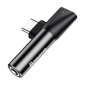 Baseus USB-C — Audio Mini Jack 3,5 мм + угловой адаптер USB-C L41, черный