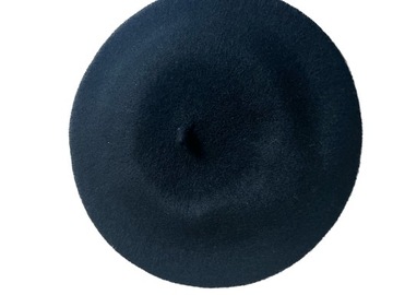 Beret z antenka damski wełniany czapka klasyczny czarny jesień welniany