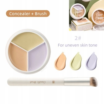 3-Color Concealer Palette Foundation Cream Fu