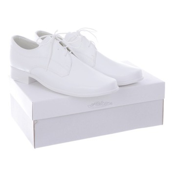 Eleganckie Wizytowe Obuwie Buty Komunijne Chłopięce Białe 28