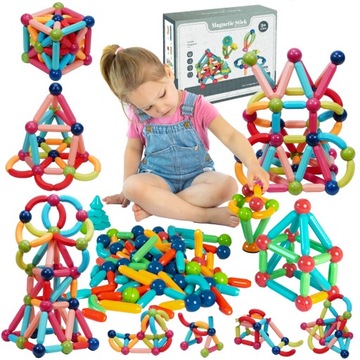 DUŻE KLOCKI MAGNETYCZNE KONSTRUKCYJNE EDUKACYJNE MAGNETIC STICKS ZESTAW XXL