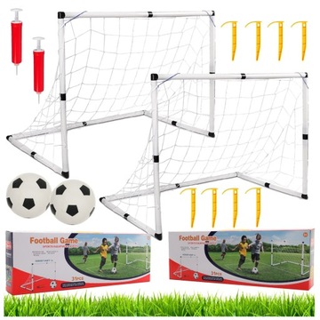2x ФУТБОЛЬНЫЕ ВОРОТА для детей с сеткой, мячом и насосом, набор для маленького футболиста