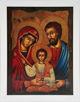 OBRAZ 45x35 ŚWIĘTA RODZINA JEZUS BIAŁA RAMA