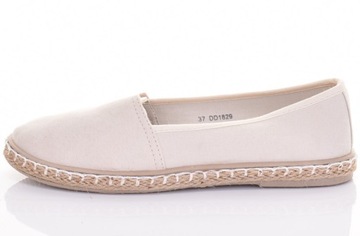 ELEGANCKIE ESPADRYLE DAMSKIE LEKKIE TENISÓWKI WSUWANE BEŻOWE