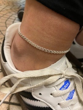 Srebrna bransoletka szeroka taśma na nogę kostkę stopę srebro 925
