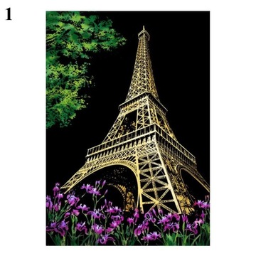 Toy Funny Kids Paper Tower Castle Windmill Balloon Scratch Art Painting