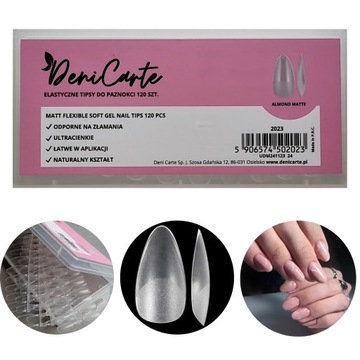 FLEXI SOFT GEL TIPS MIĘKKIE TIPSY ŻELOWE POD ŻEL MATOWE 120 SZT. MIGDAŁ