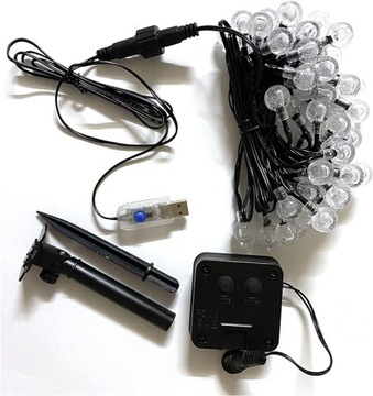 Уличный светильник на солнечных батареях, 50 светодиодов, хрустальные шары, 9 м.