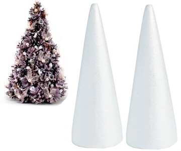 2x STOŻEK styropianowy STOŻKI STYROPIANOWE 25CM CHOINKA DUŻE Do OZDABIANIA