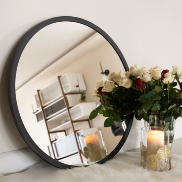 ДЕКОРАТИВНОЕ ГЛАМУРНОЕ ЗЕРКАЛО 75 СМ В ЧЕРНОЙ РАМКЕ