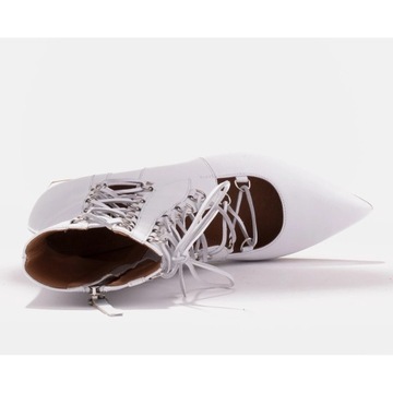 Białe Skóra licowa Buty Botki Marco Shoes r.38