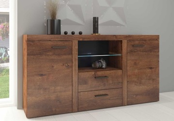 KOMODA 2 SZAFKI 2 SZUFLADY LEFKAS PODŚW. LED RUMBA