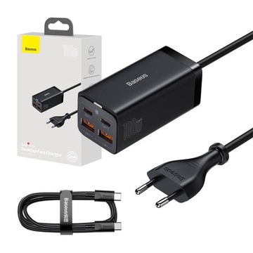BASEUS SZYBKA MOCNA ŁADOWARKA SIECIOWA ZASILACZ 2X USB 2XUSB-C QC 20 V 100W