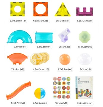 ЦВЕТНАЯ 3D КОНСТРУКЦИЯ Магнитные блоки МАГНИТНАЯ Светящаяся дорожка для шариков