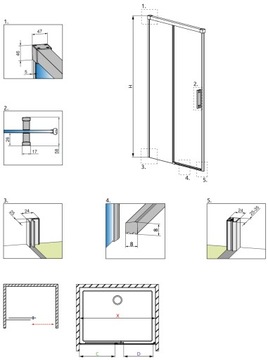 Radaway Idea Gold DWJ Дверь 100 см, левая, золотой