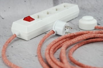 клубничный кабель с натуральной оплеткой лофт-паук