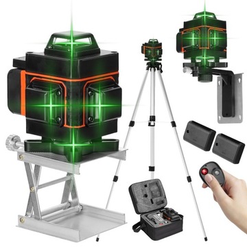 POZIOMICA LASEROWA z 16 LINIAMI PIONOWA 360 4D+statyw 2xAKU