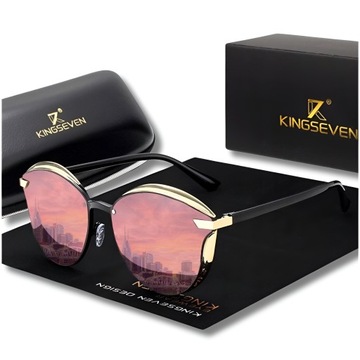 OKULARY PRZECIWSŁONECZNE DAMSKIE KINGSEVEN KOCIE POLARYZACJA UV400 + ETUI