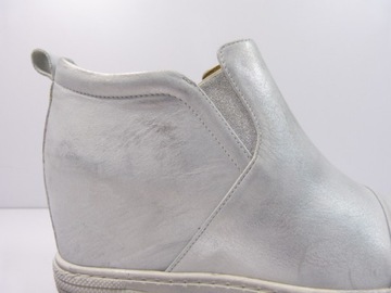 Srebrne botki damskie sneakersy koturnie Tyche 40