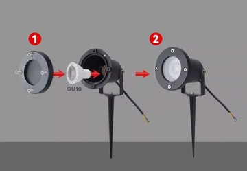 Встраиваемый садовый светильник с рефлектором BUSHIO GU10 черный НАБОР из 4 шт МК