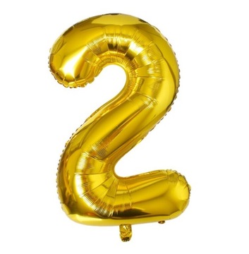 DUŻY ZŁOTY BALON 80 CM CYFRA 2 DWA URODZINY